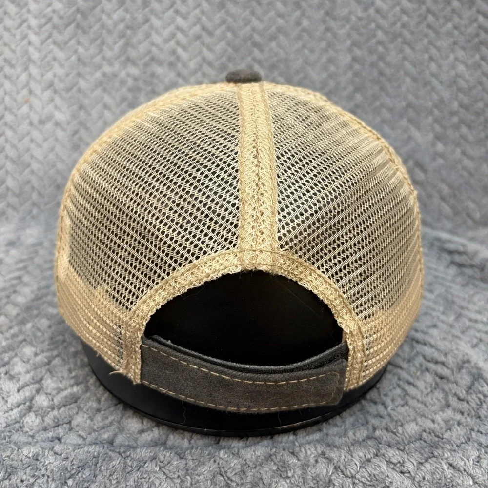 Adult Supervision Required Distressed Trucker Hat Washed Black Tan Mesh Cap